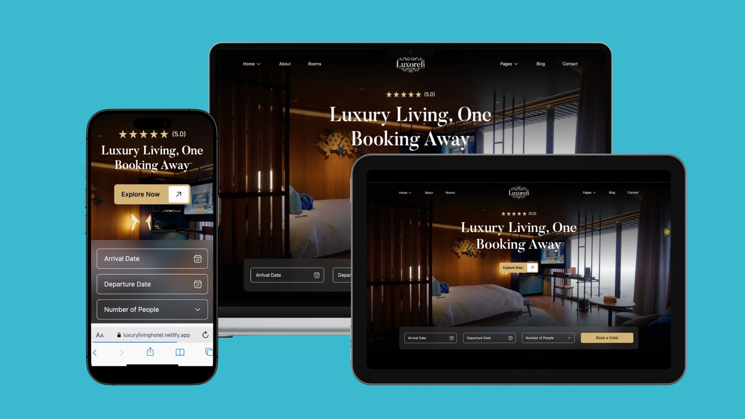 Luxorefi hotel homepage preview